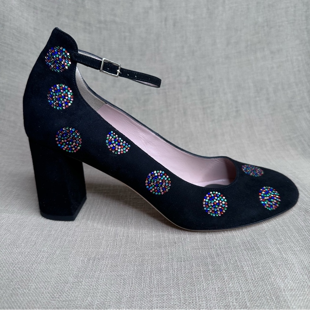 Kate Spade Aviana Suede Heels Crystal Accents 8.5